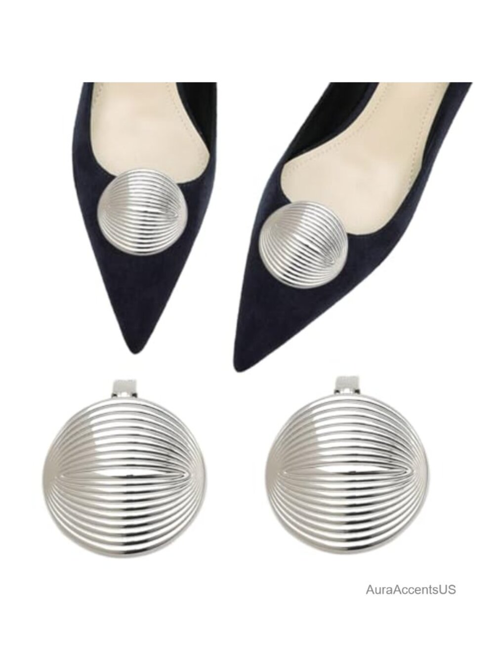 Pair of Metal Shoe Clips for Wedding Heels, Gold, No Sew Required